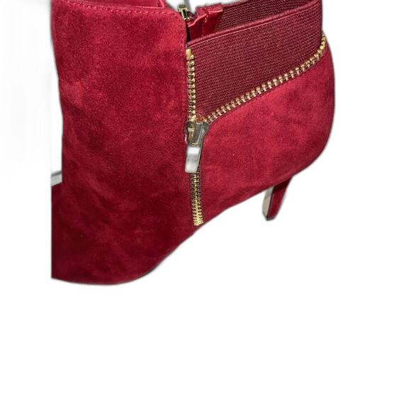 Marc Fisher Zipper Red Suede Peeptoe Booties Size 9.5 - Picture 7 of 7